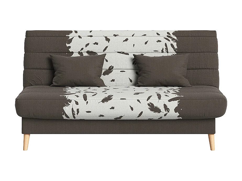 Banquette convertible SOHO clic clac, couchage 130x190 avec rangement intégré + 2 coussins OFFERTS, Taupe à motifs