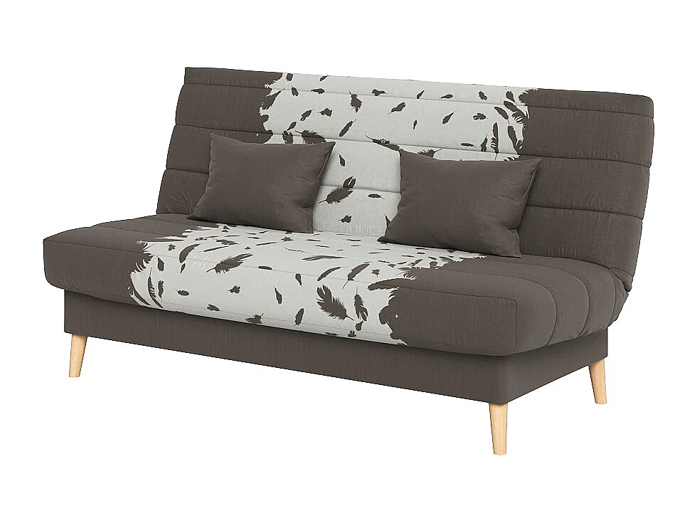 Banquette convertible SOHO clic clac, couchage 130x190 avec rangement intégré + 2 coussins OFFERTS, Taupe à motifs