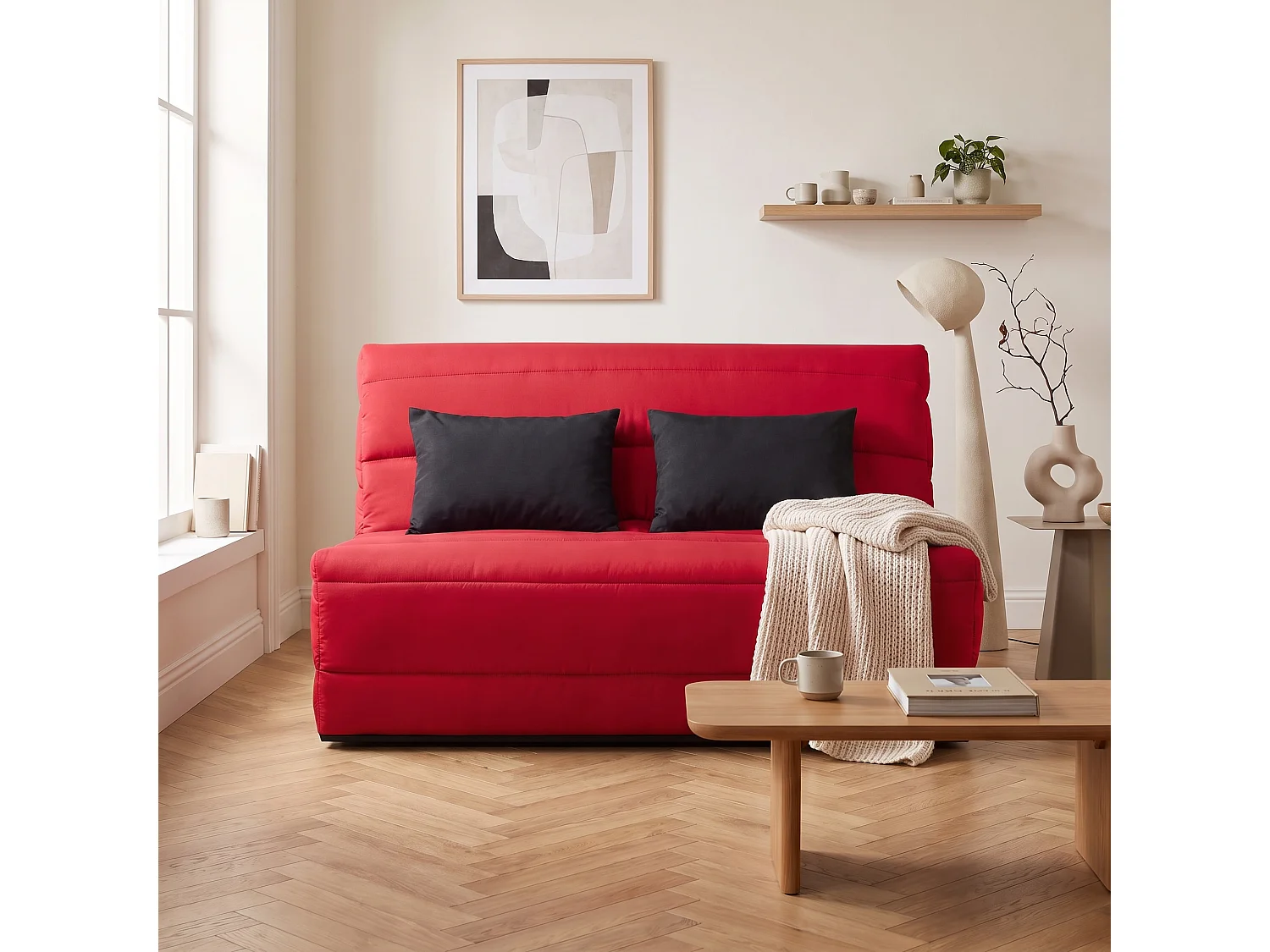 Banquette BZ SALMA 140 x 190, pearl rouge