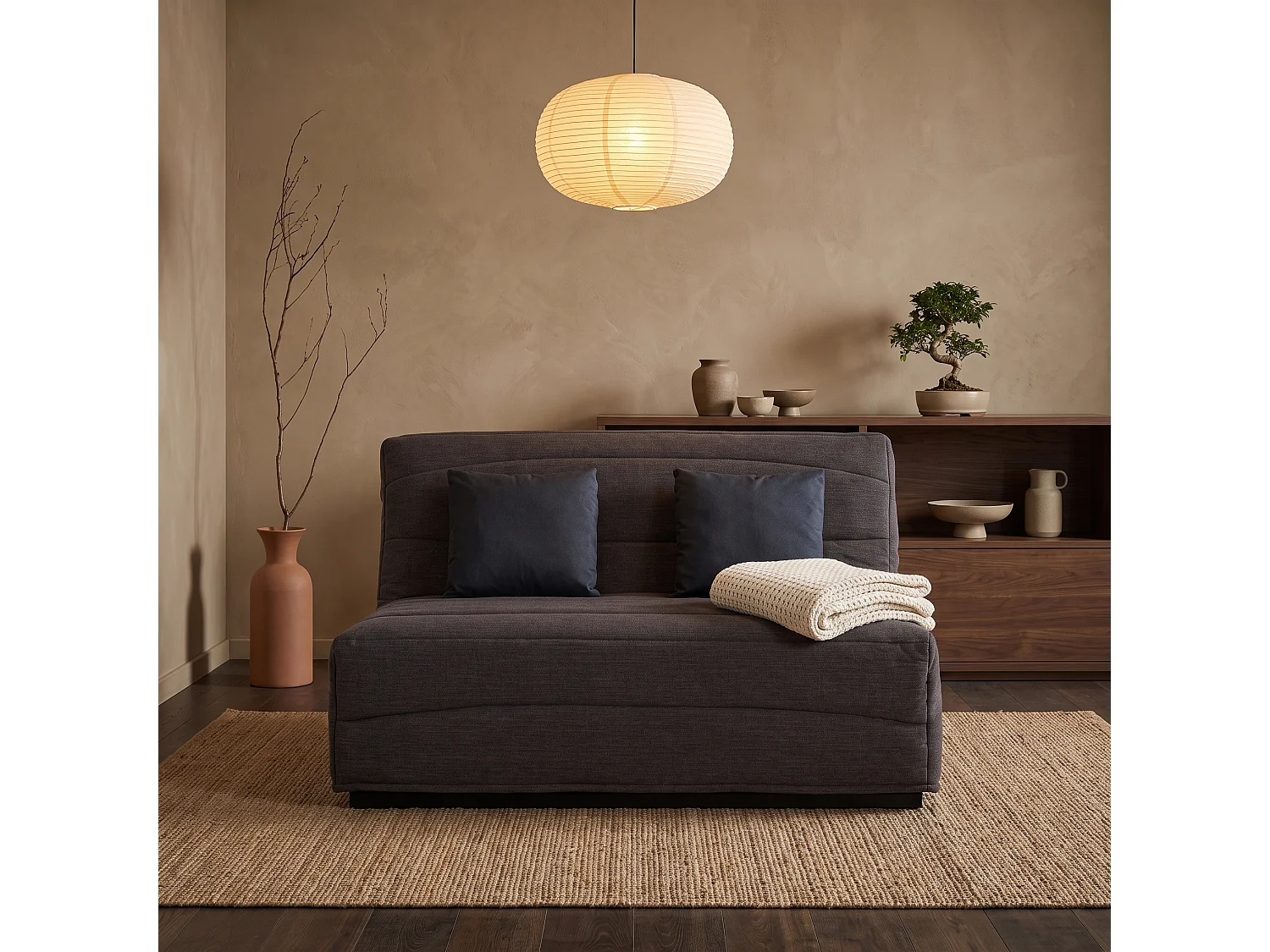 Canapé 2 places en tissu gris anthracite ESTEBAN