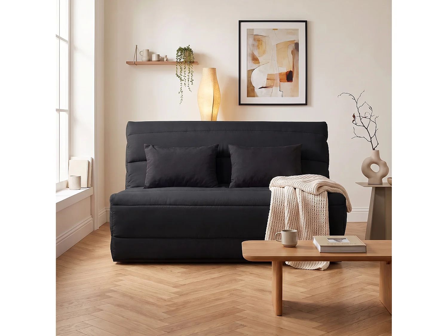Banquette BZ SALMA 140 x 190, pearl noir
