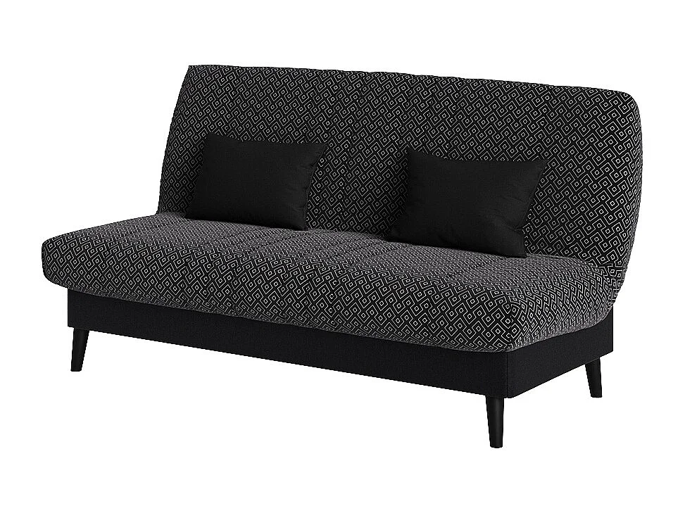 Banquette convertible Elios clic clac, couchage 130 x 190 avec rangement intégré + 2 coussins OFFERTS, Géometrik noir