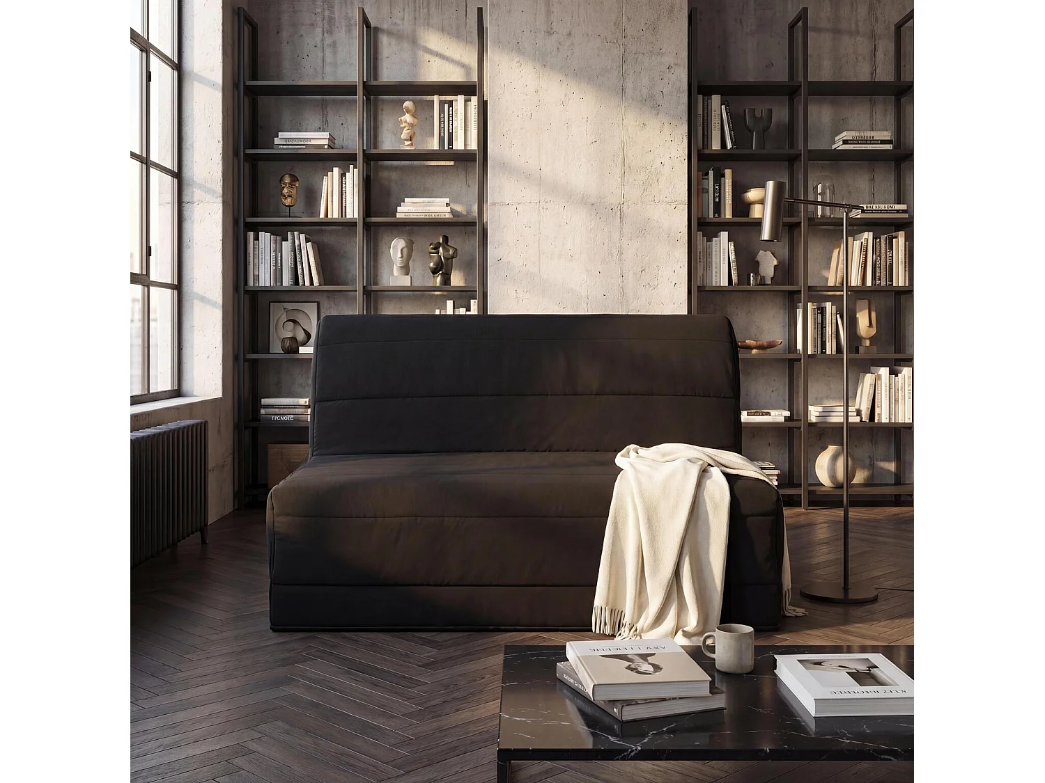 Banquette BZ MELISSA 140 x 190, pearl noir