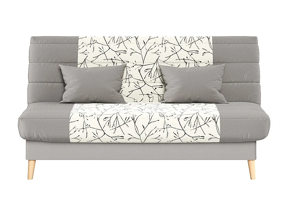 Banquette convertible SOHO clic clac, couchage 130 x 190 avec rangement intégré + 2 coussins OFFERTS, Beige à motifs