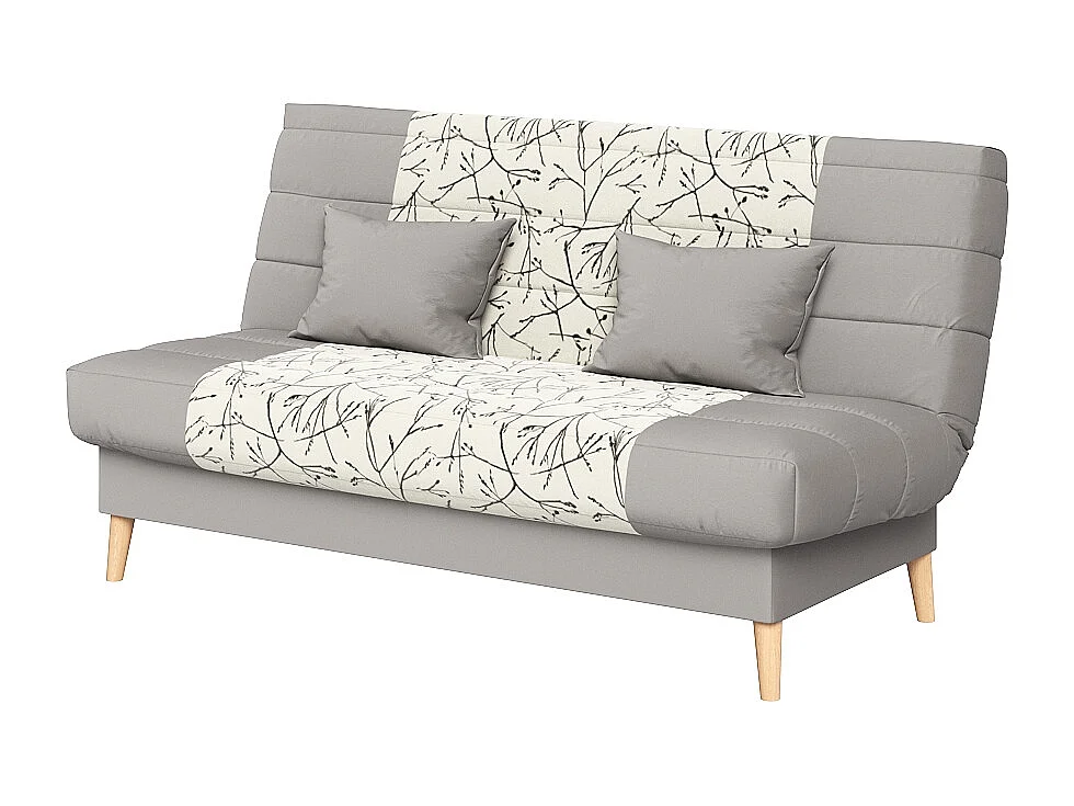 Banquette convertible SOHO clic clac, couchage 130 x 190 avec rangement intégré + 2 coussins OFFERTS, Beige à motifs