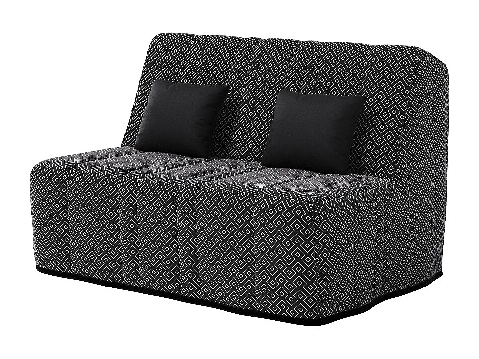 Banquette convertible NEA BZ , couchage 140x190, avec 2 coussins OFFERTS, Géometrik Noir