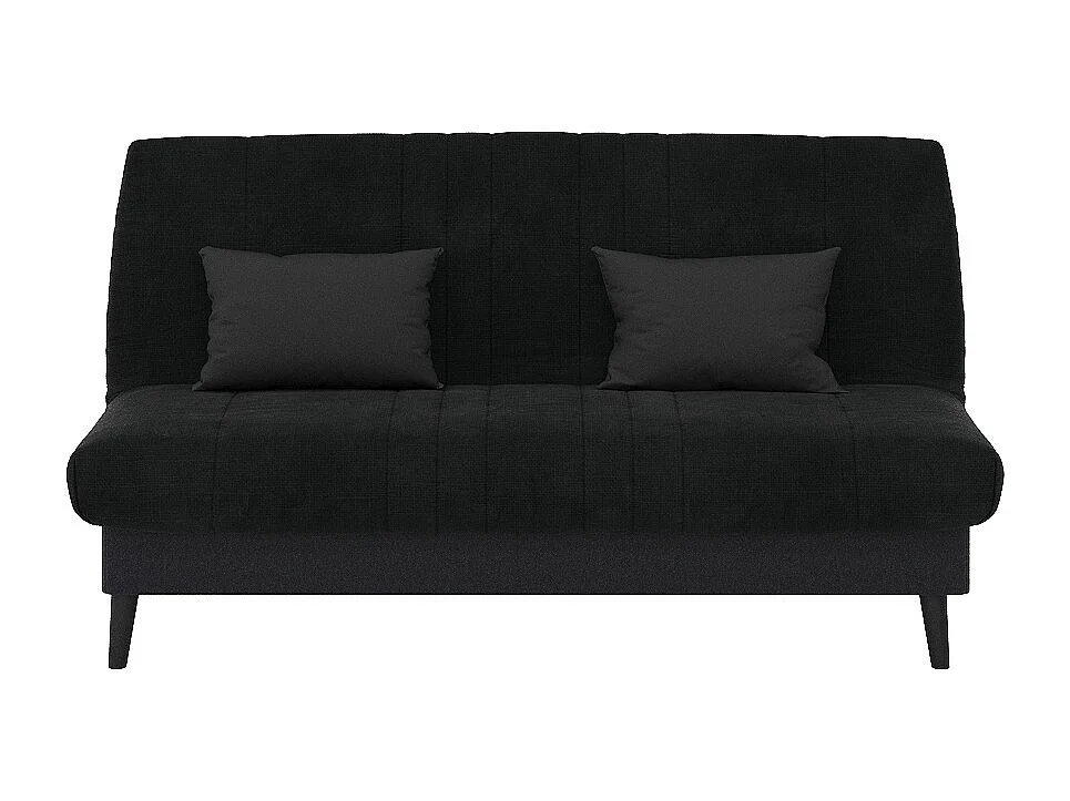 Banquette convertible Elios clic clac, couchage 130 x 190 avec rangement intégré + 2 coussins OFFERTS, Coton noir