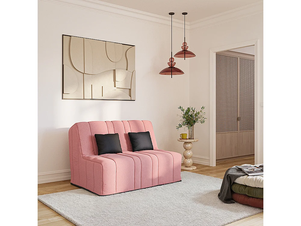 Banquette convertible GAIA BZ , couchage 160x200, avec 2 coussins OFFERTS, Rose