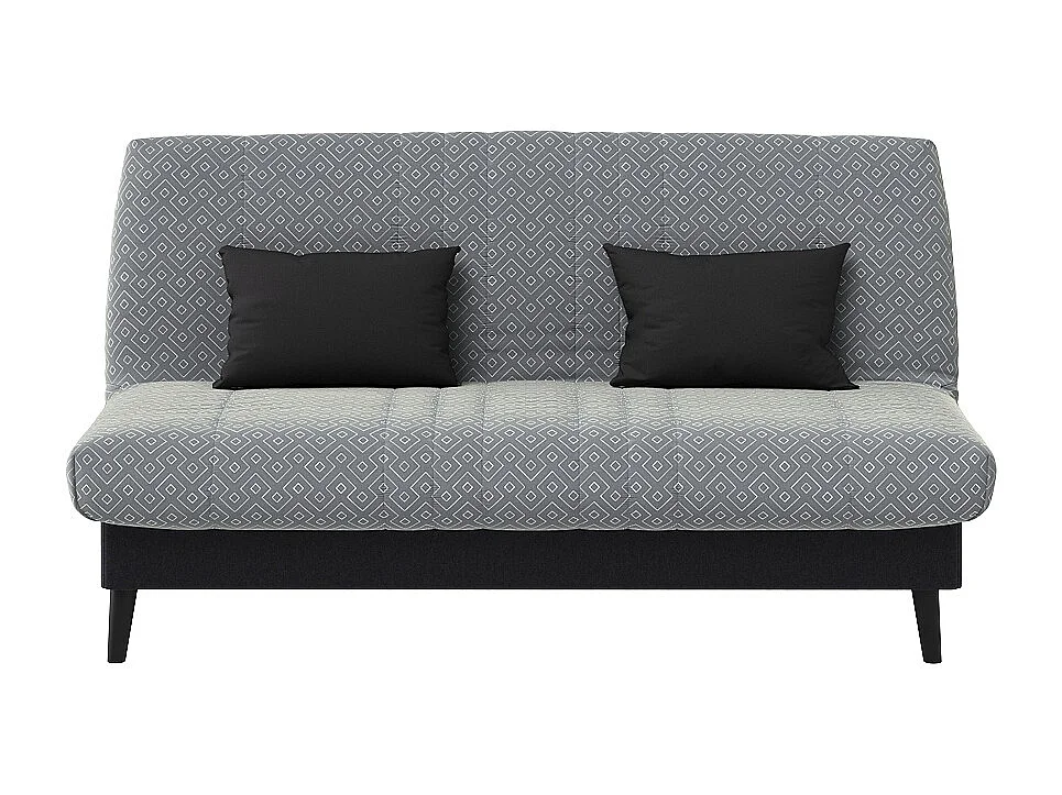 Banquette convertible Elios clic clac, couchage 130 x 190 avec rangement intégré + 2 coussins OFFERTS, Géometrik gris