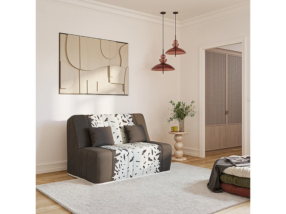 Banquette convertible GAIA BZ , couchage 160x200, avec 2 coussins OFFERTS, taupe plumes