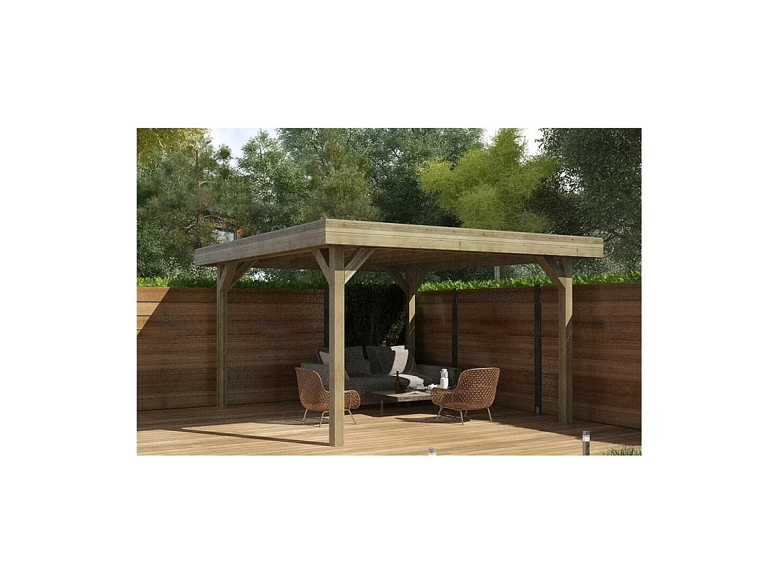 Gazebo da giardino in legno pergola 4.04x4.04 m - Impregnata - ALT24 - ALTANKA