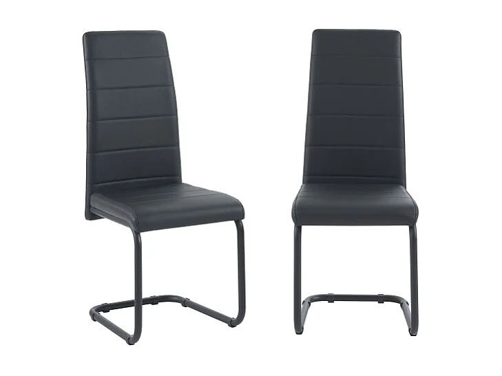 Lot de 2 chaises MARA simili noir pieds métal noir