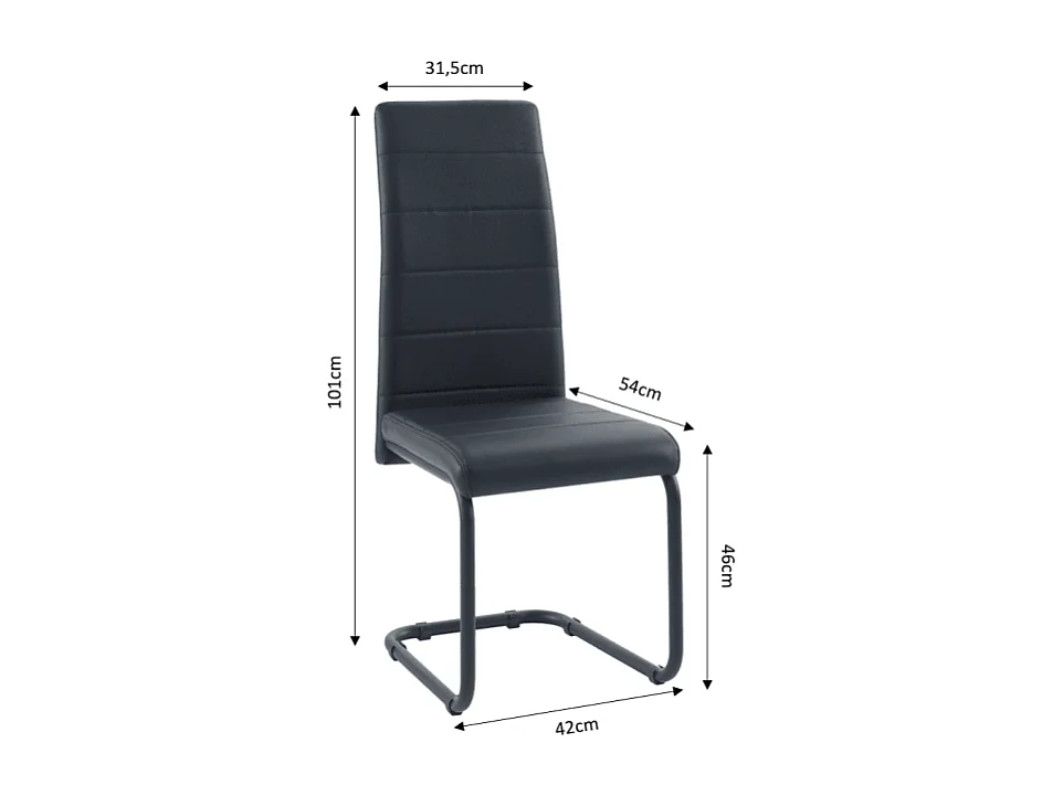 Lot de 2 chaises MARA simili noir pieds métal noir