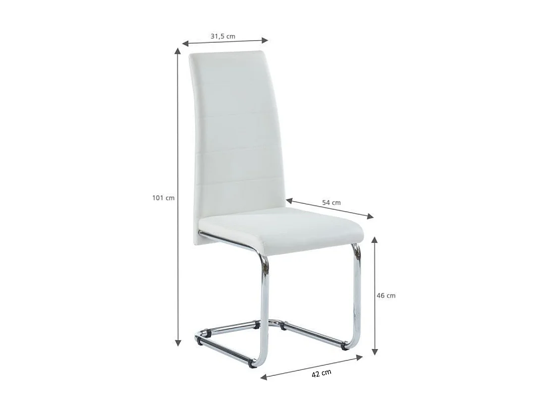 Lot de 2 chaises MARA simili blanc pieds métal chromé