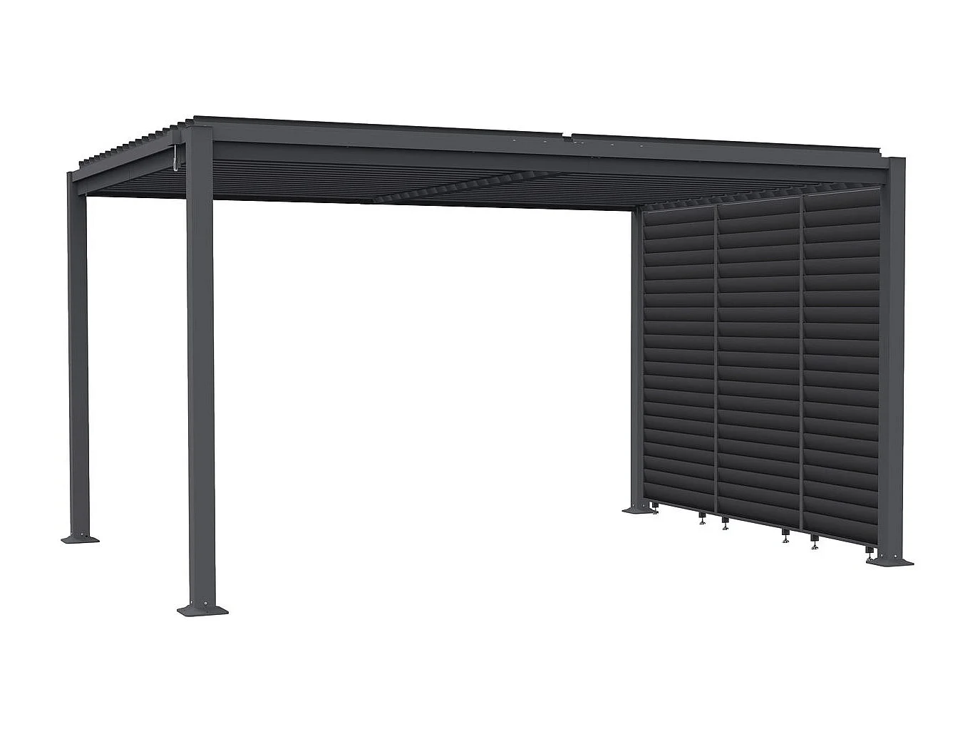Bioklimatologische pergola "Howard" met verzinkt stalen gordijn - 3 x 4 m - Grijs