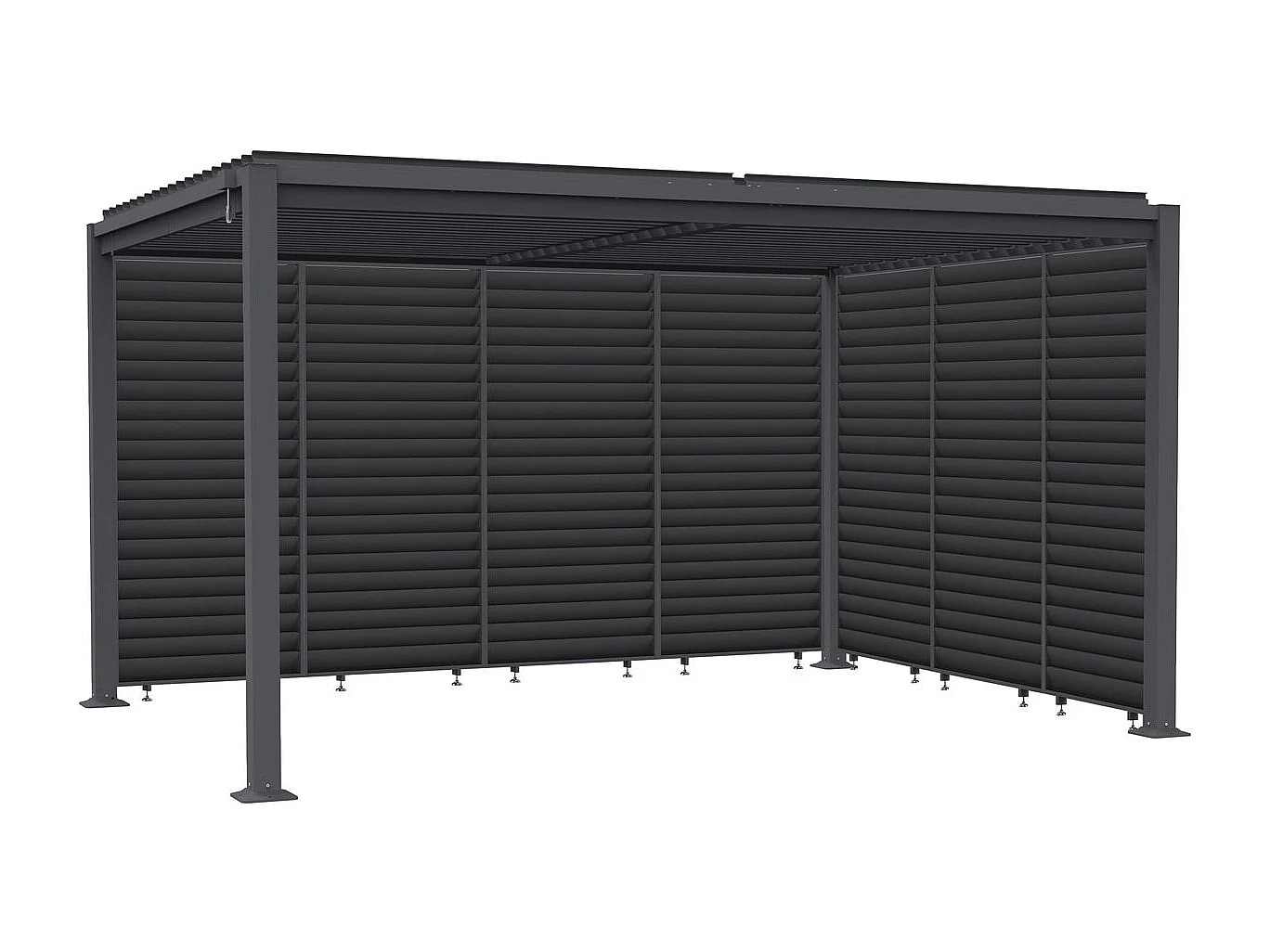 Bioklimatologische pergola "Howard" met verzinkt stalen gordijn - 3 x 4 m - Grijs