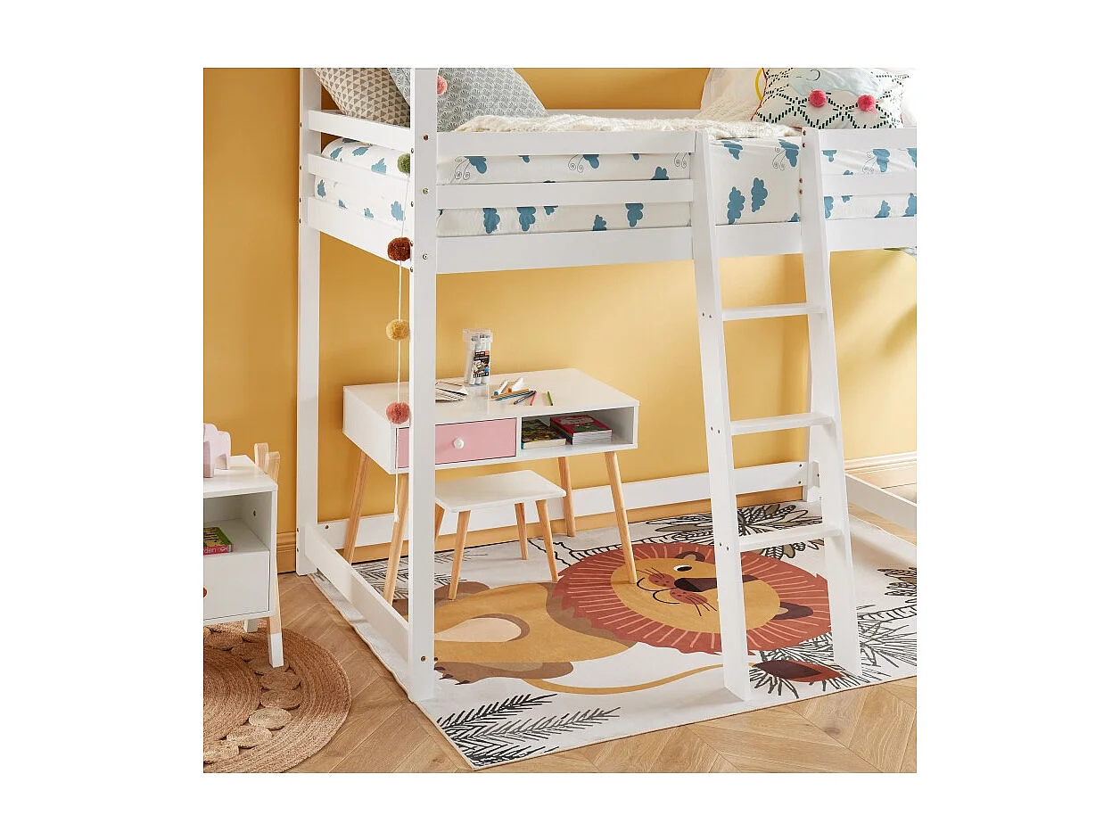 Lit mezzanine TINY  pin blanc sommier inclus 90x190