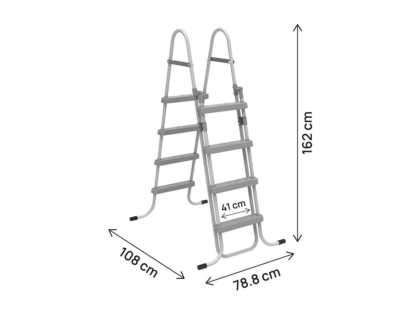 Escalier de piscine avec système de sécurité enfant "Milo" - Gris