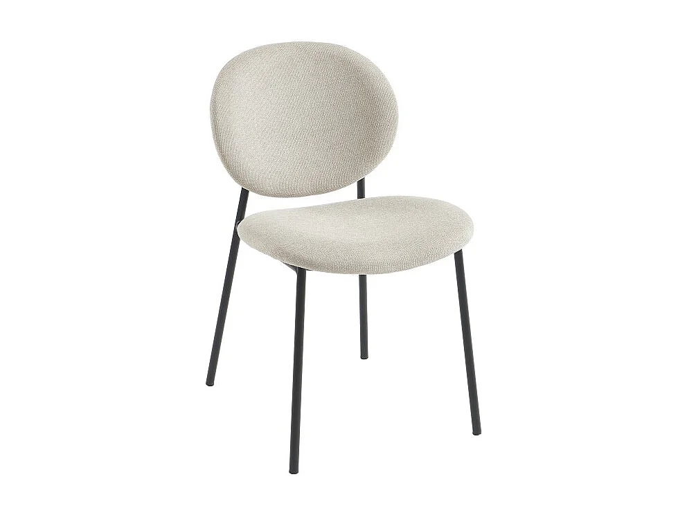 Lot de 2 chaises BETTY bouclette beige et pieds métal noir