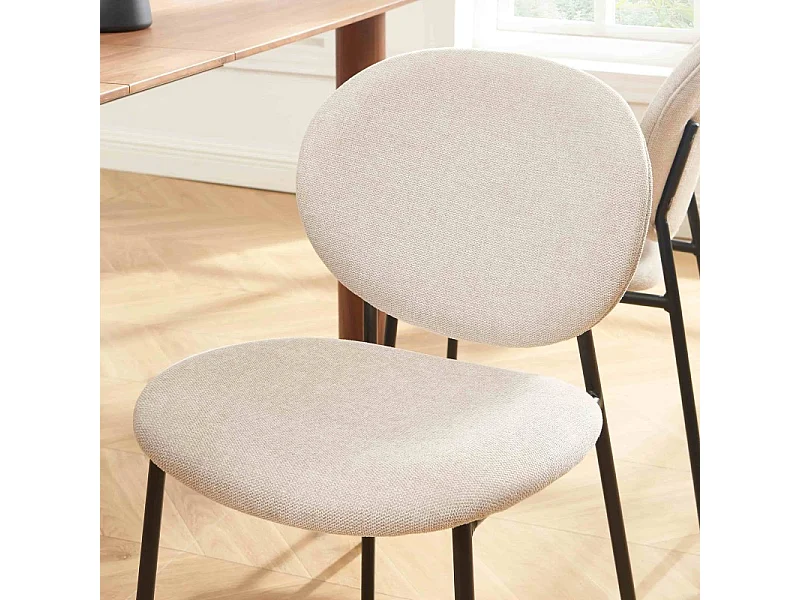 Lot de 2 chaises BETTY bouclette beige et pieds métal noir