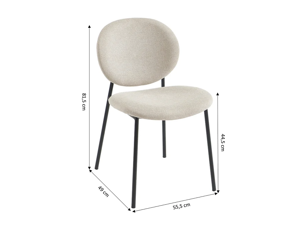 Lot de 2 chaises BETTY bouclette beige et pieds métal noir