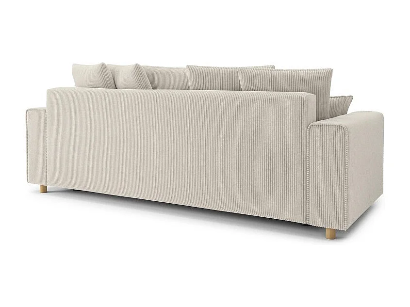 Canapé droit CHARTRONS convertible velours côtelé beige 3 places