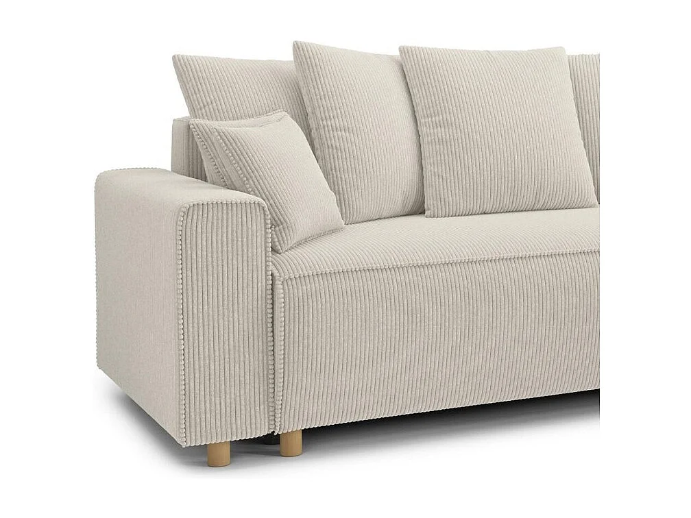 Canapé droit CHARTRONS convertible velours côtelé beige 3 places