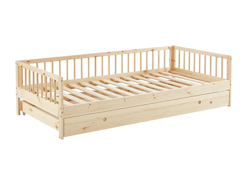 Lit enfant LOU avec tiroir  pin massif  90x190 sommier inclus