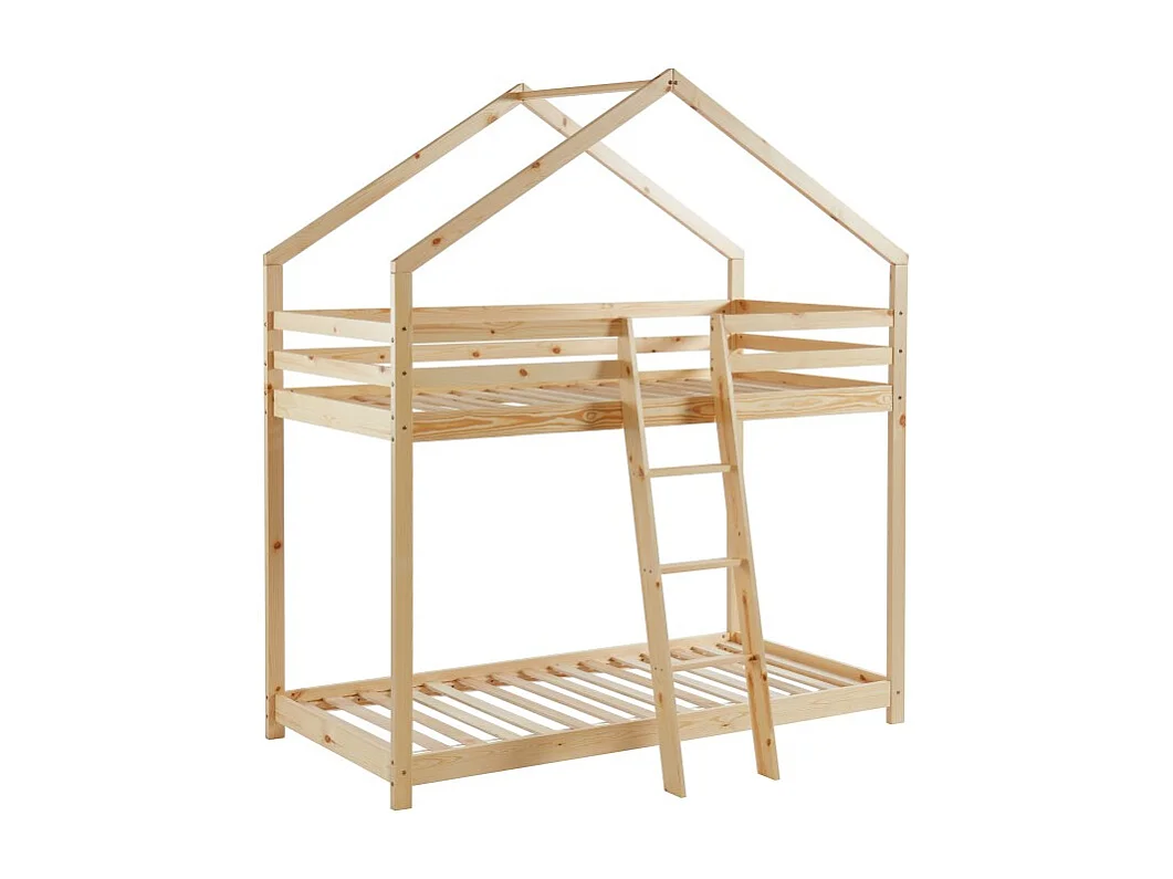 Lit cabane superposé TINY  pin naturel  90x190 sommier inclus