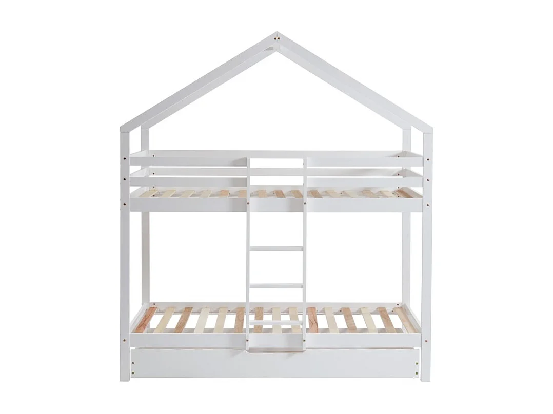 Lit cabane superposé TINY  pin blanc  90x190 sommier inclus
