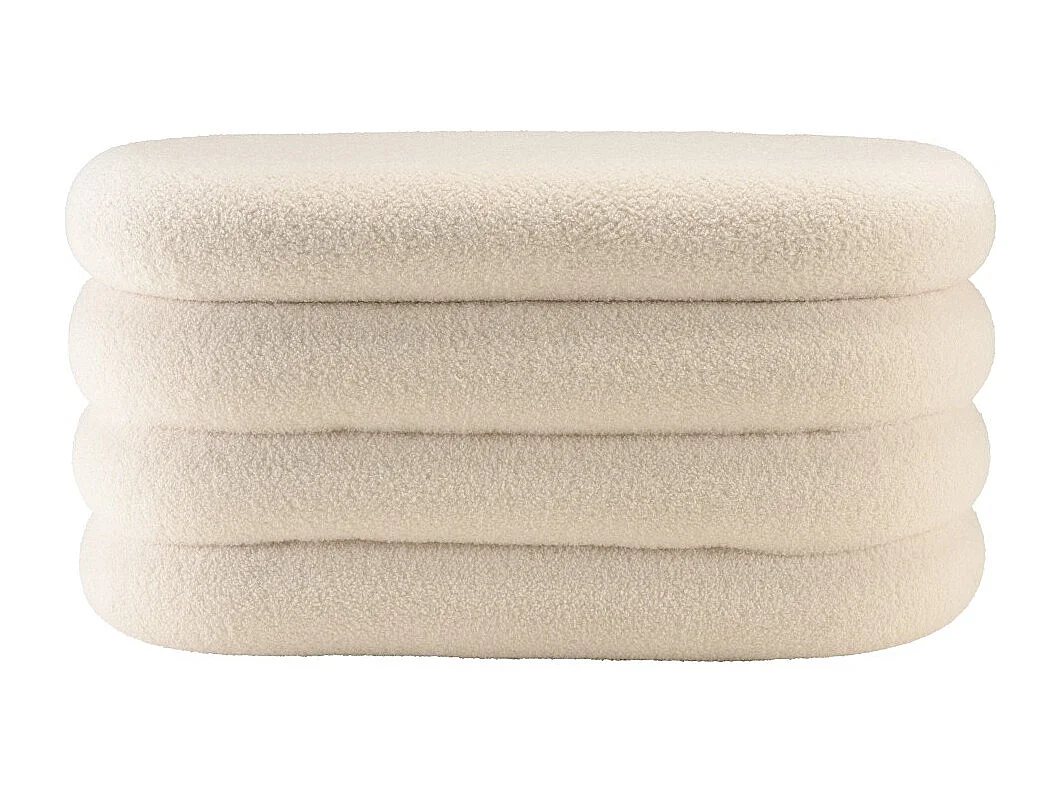 AGATHE - Banc avec rangement en tissu bouclette blanc L85cm