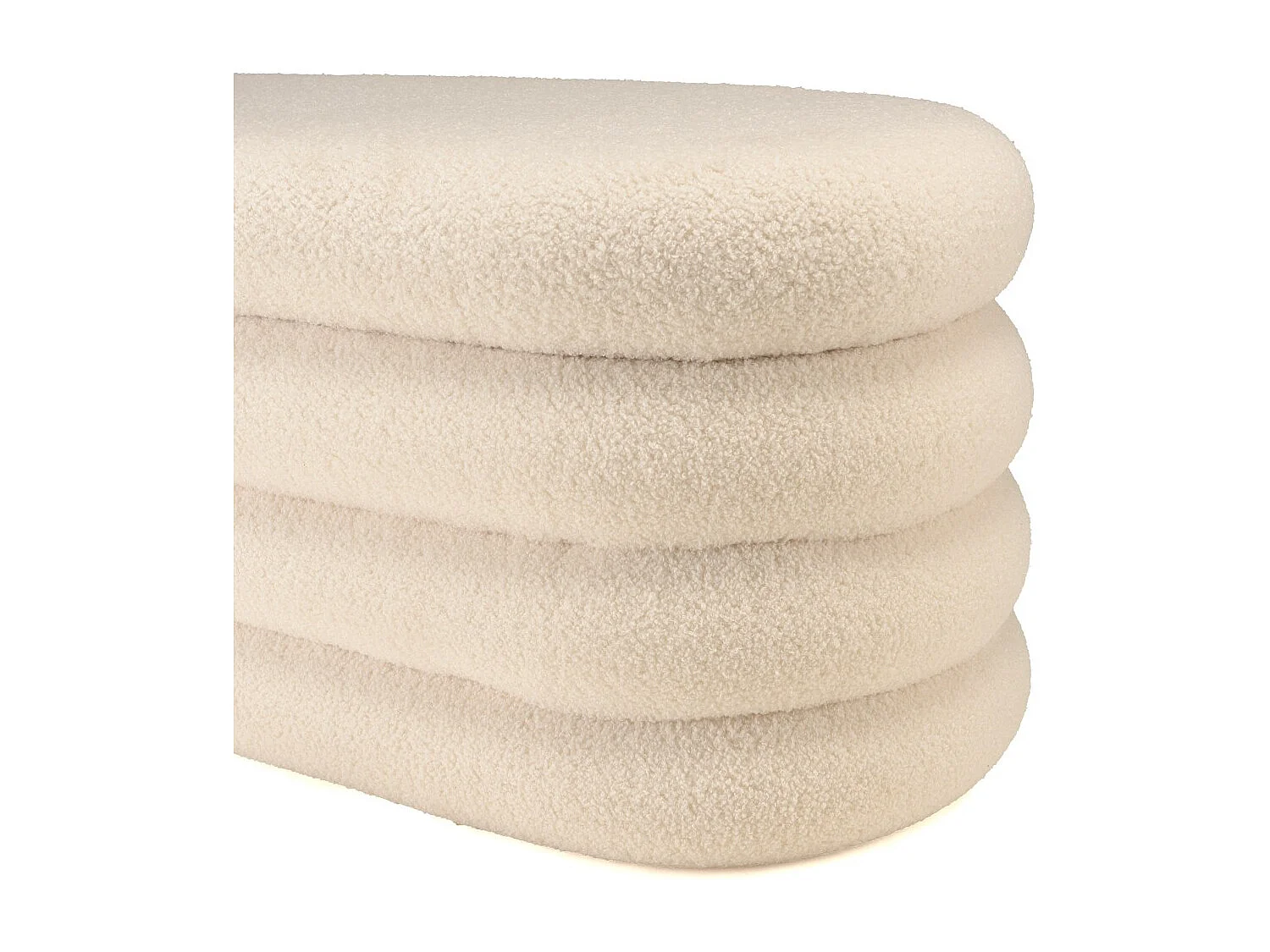 AGATHE - Banc avec rangement en tissu bouclette blanc L85cm