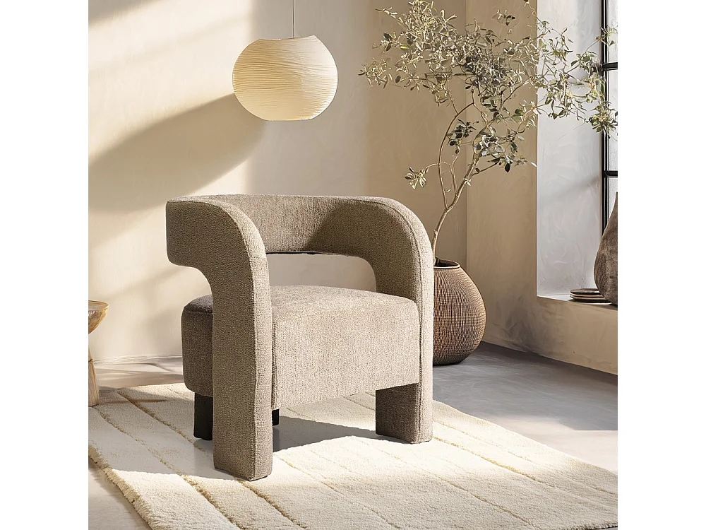 AGATHE - Fauteuil design en tissu beige