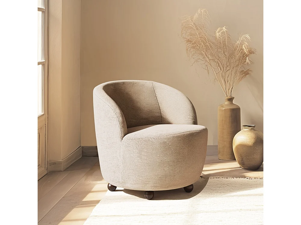 AGATHE - Fauteuil rembourré en tissu taupe