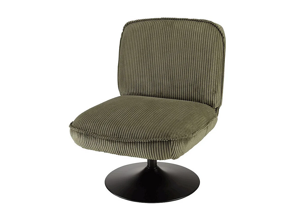 AGATHE - Fauteuil pivotant en tissu velours côtelé vert