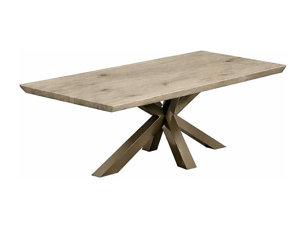 Table extensible chêne grisé bords biseautés pied grège 200 cm PALERME