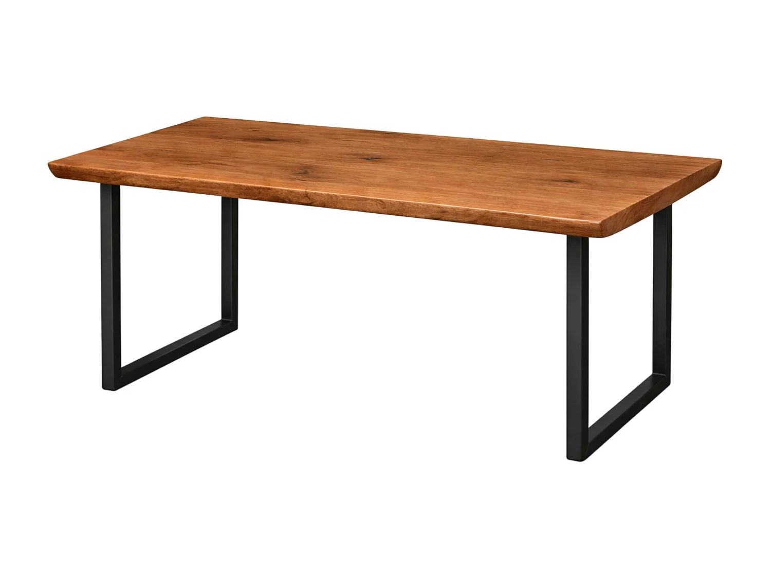 Table extensible chêne brun bords biseautés pieds en U 180 cm PALERME