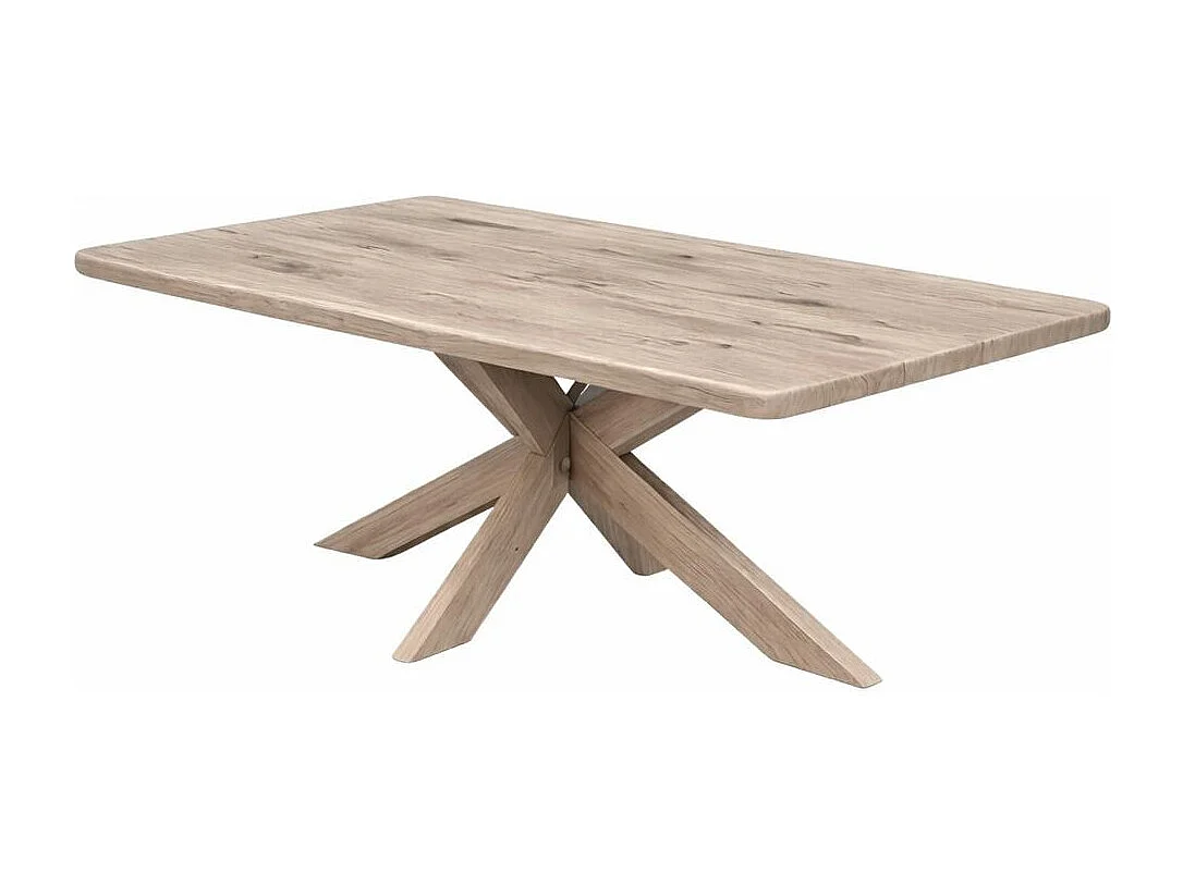 Table extensible chêne grisé bords biseautés pied bois 240 cm PALERME