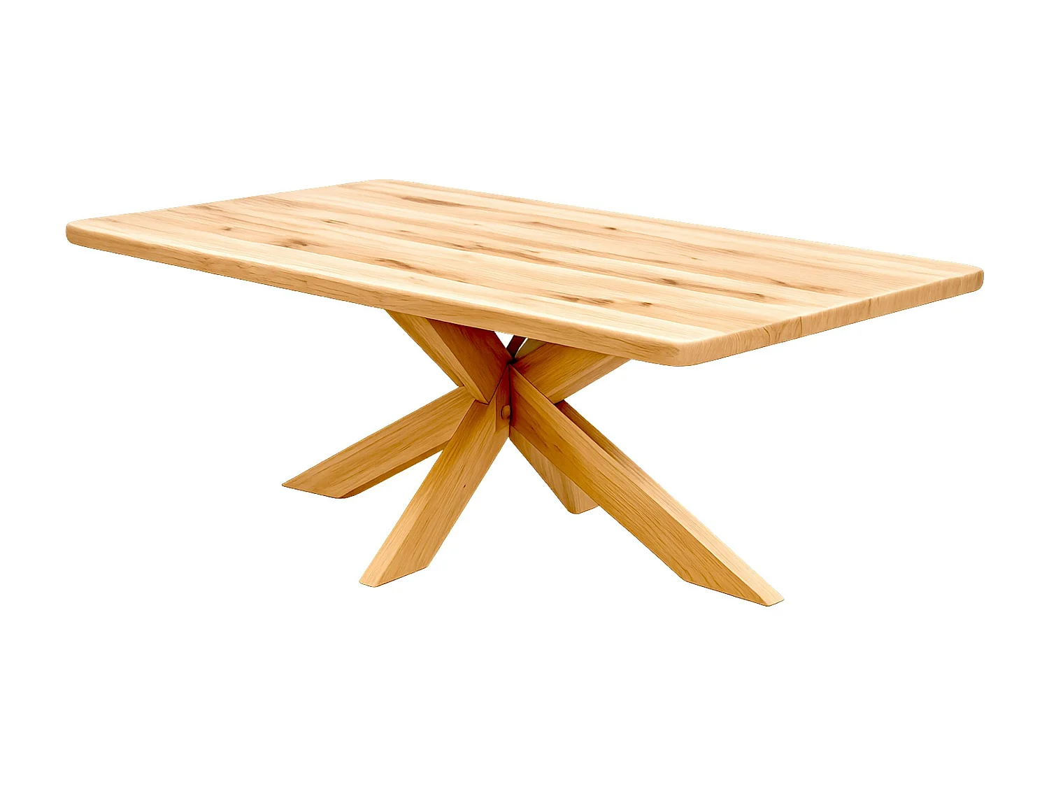 Table extensible chêne huilé bords biseautés pied bois 240 cm PALERME