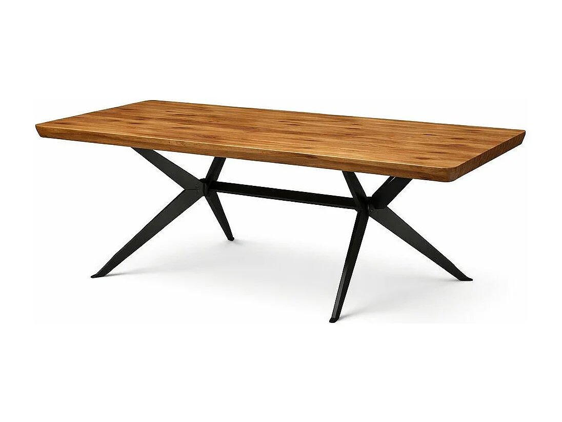 Table extensible chêne brun bords biseautés pied graphique 220 cm PALERME