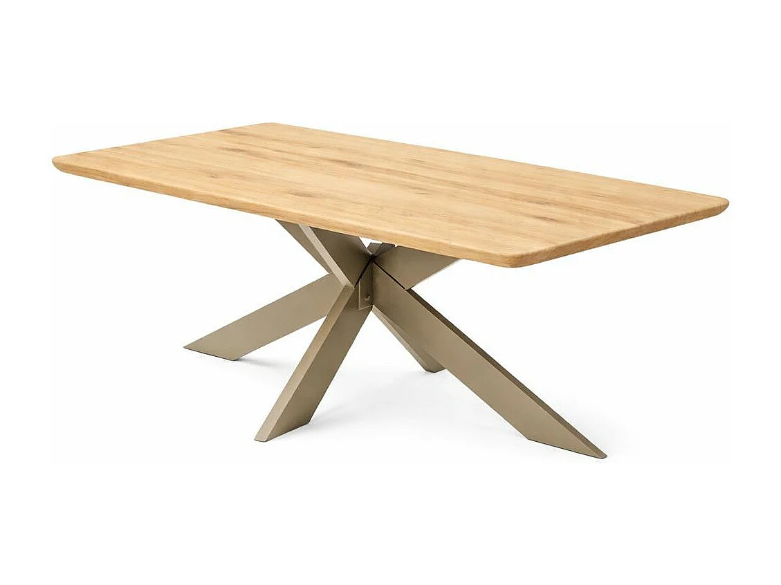 Table extensible chêne huilé bords biseautés pied grège fin 240 cm PALERME