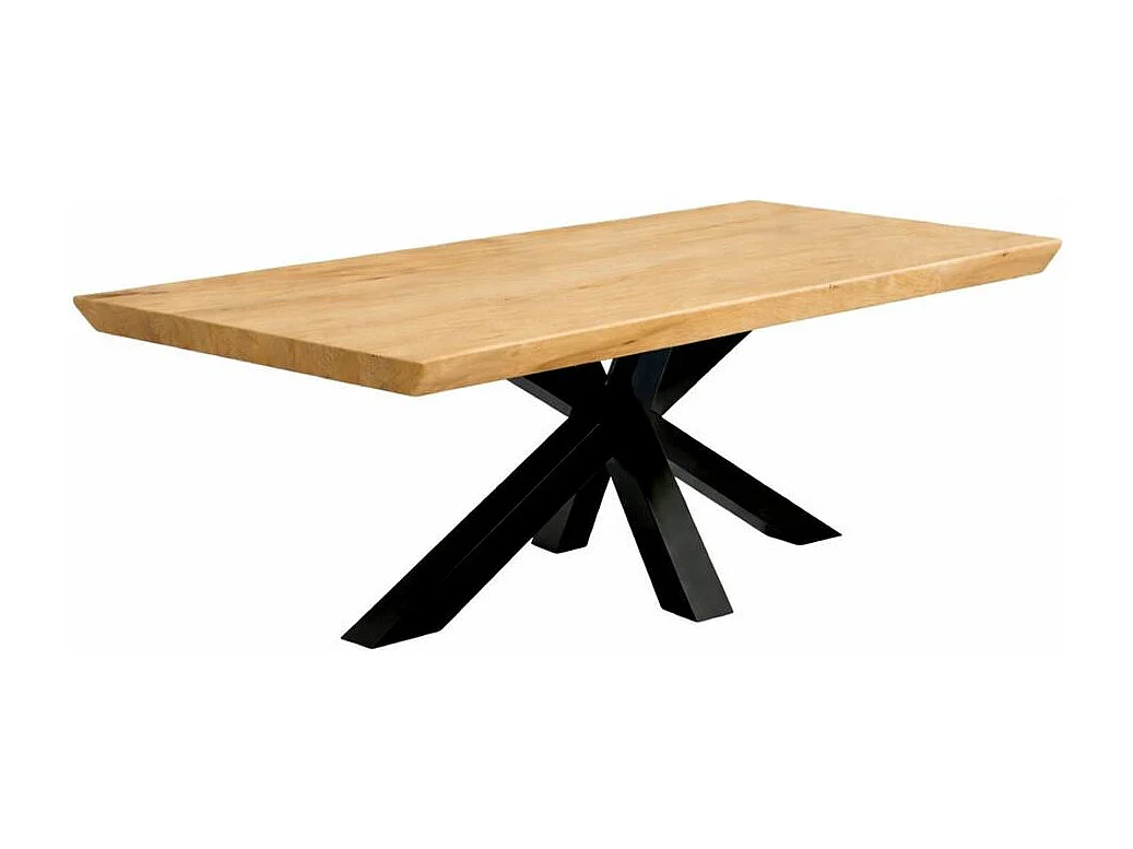 Table extensible chêne huilé bords biseautés pied noir 180 cm PALERME