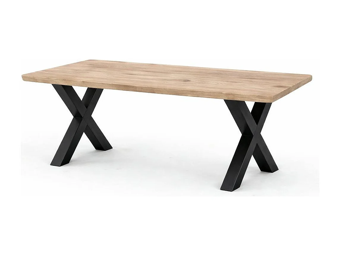 Table extensible chêne grisé bords biseautés pieds en X 240 cm PALERME