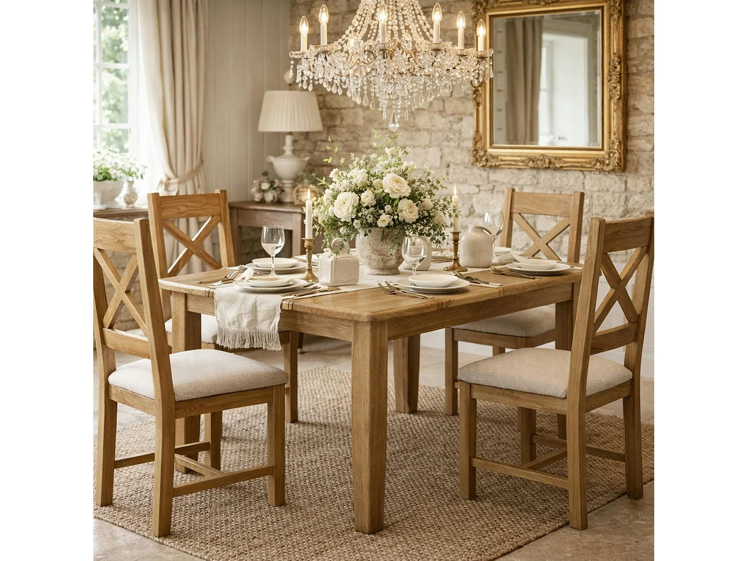 Table à manger extensible en chêne 130-180 cm VALMONT