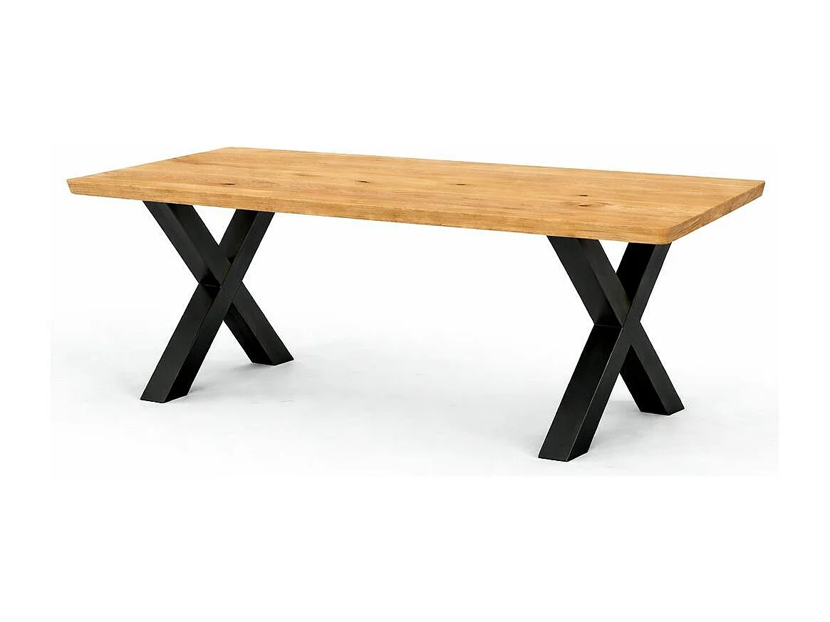 Table extensible chêne huilé bords biseautés pieds en X 180 cm PALERME