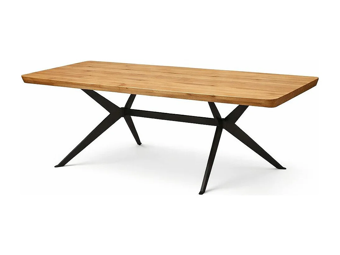 Table extensible chêne huilé bords biseautés pied graphique 220 cm PALERME