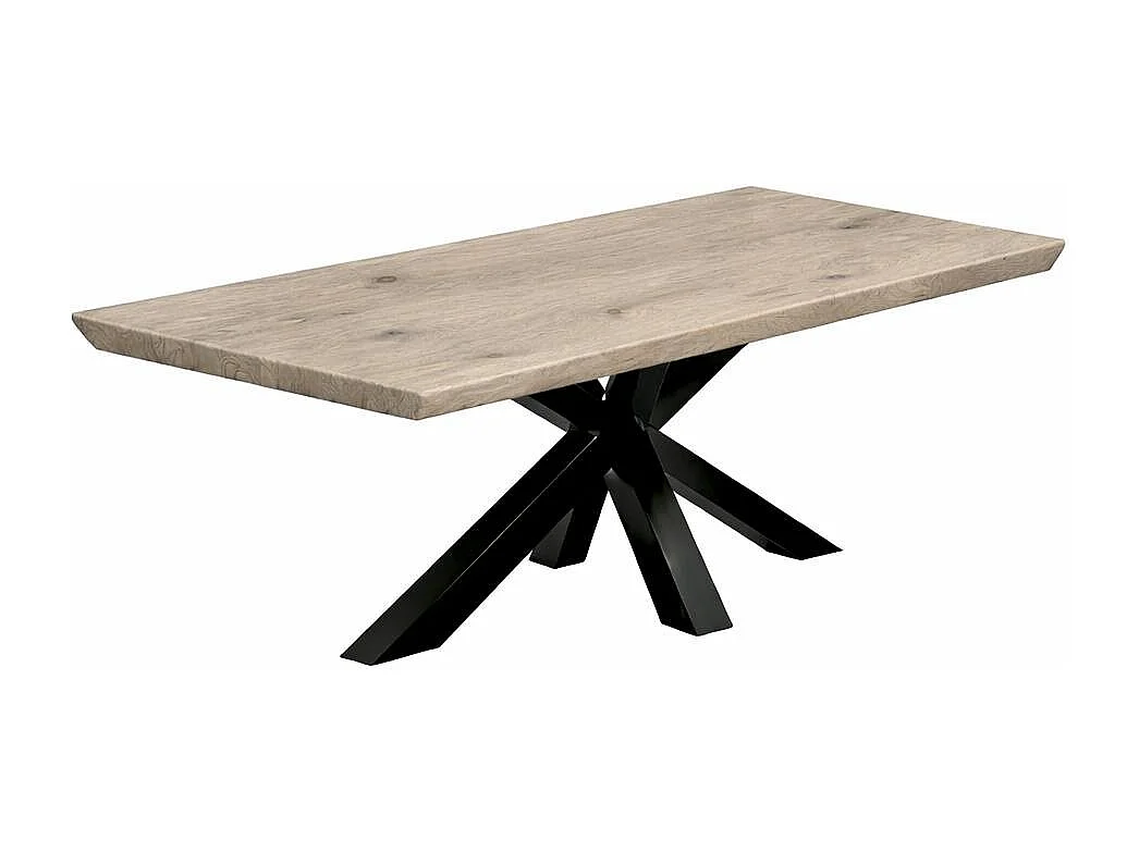 Table extensible chêne grisé bords biseautés pied noir 180 cm PALERME