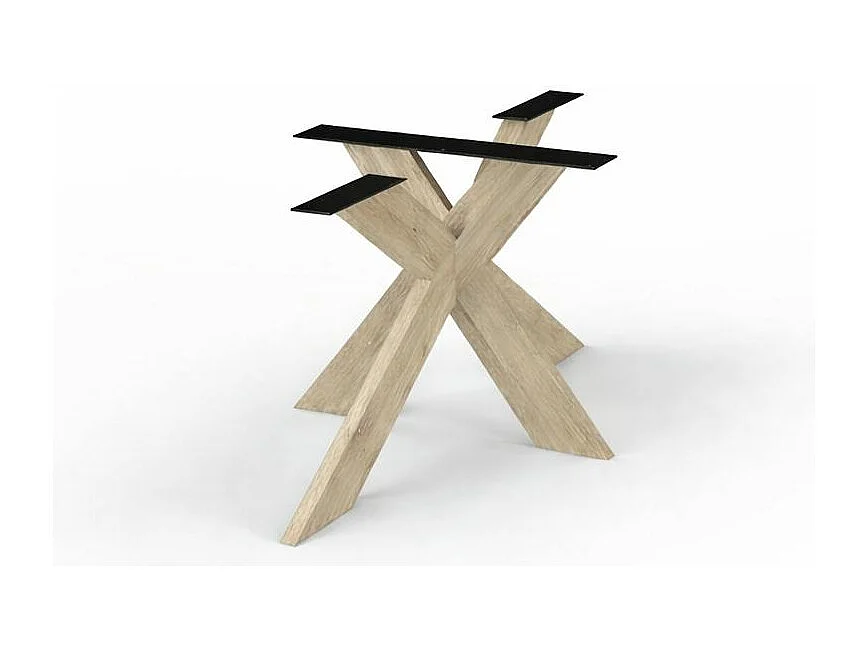 Table extensible chêne grisé bords biseautés pied bois 200 cm PALERME