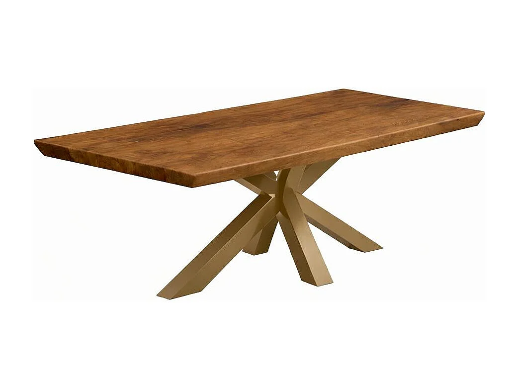 Table extensible chêne brun bords biseautés pied grège 220 cm PALERME