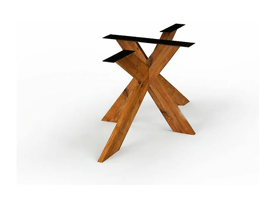 Table extensible chêne brun bords biseautés pied bois 220 cm PALERME